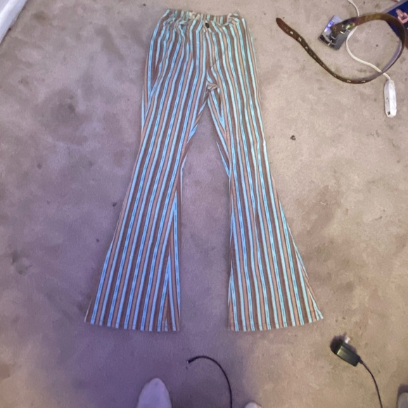 Denim - Striped Flare Pants